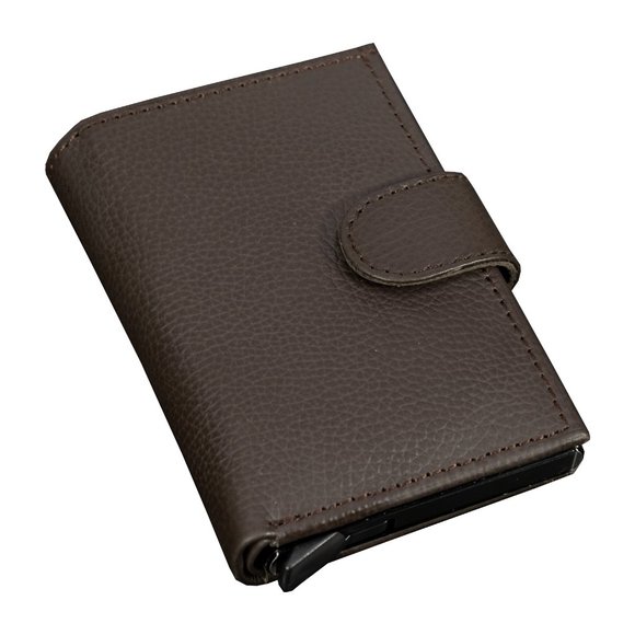 Automatic POP-UP, RFID Blocking Slim LEATHER ID Credit Card Holder - Picture 9 of 12